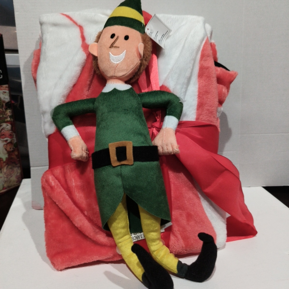 Elf Plush with Red and White Blanket